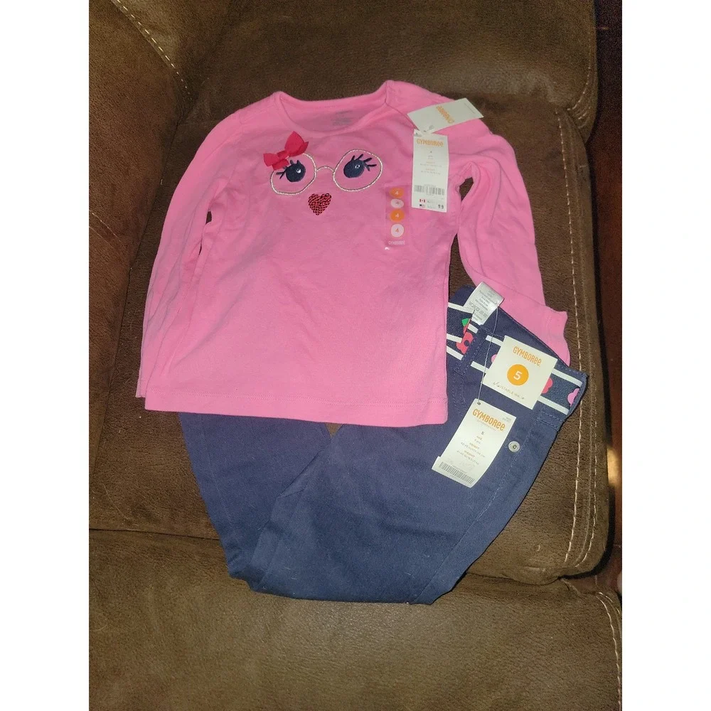 Gymboree smart little lady pink top‎ size 4 and navy pants size 5 nwt